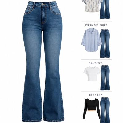 Women Blue Bell Bottom Jeans