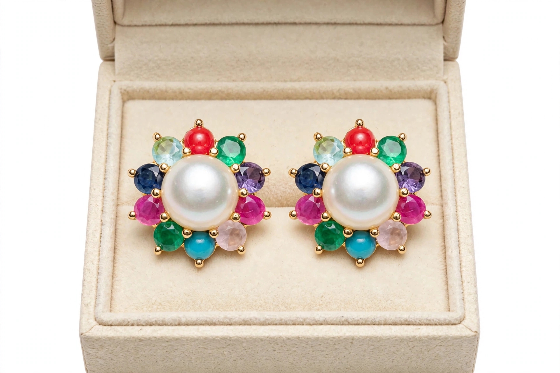 American Diamond Moti Earrings Tops - Color: Comes In Various Colors