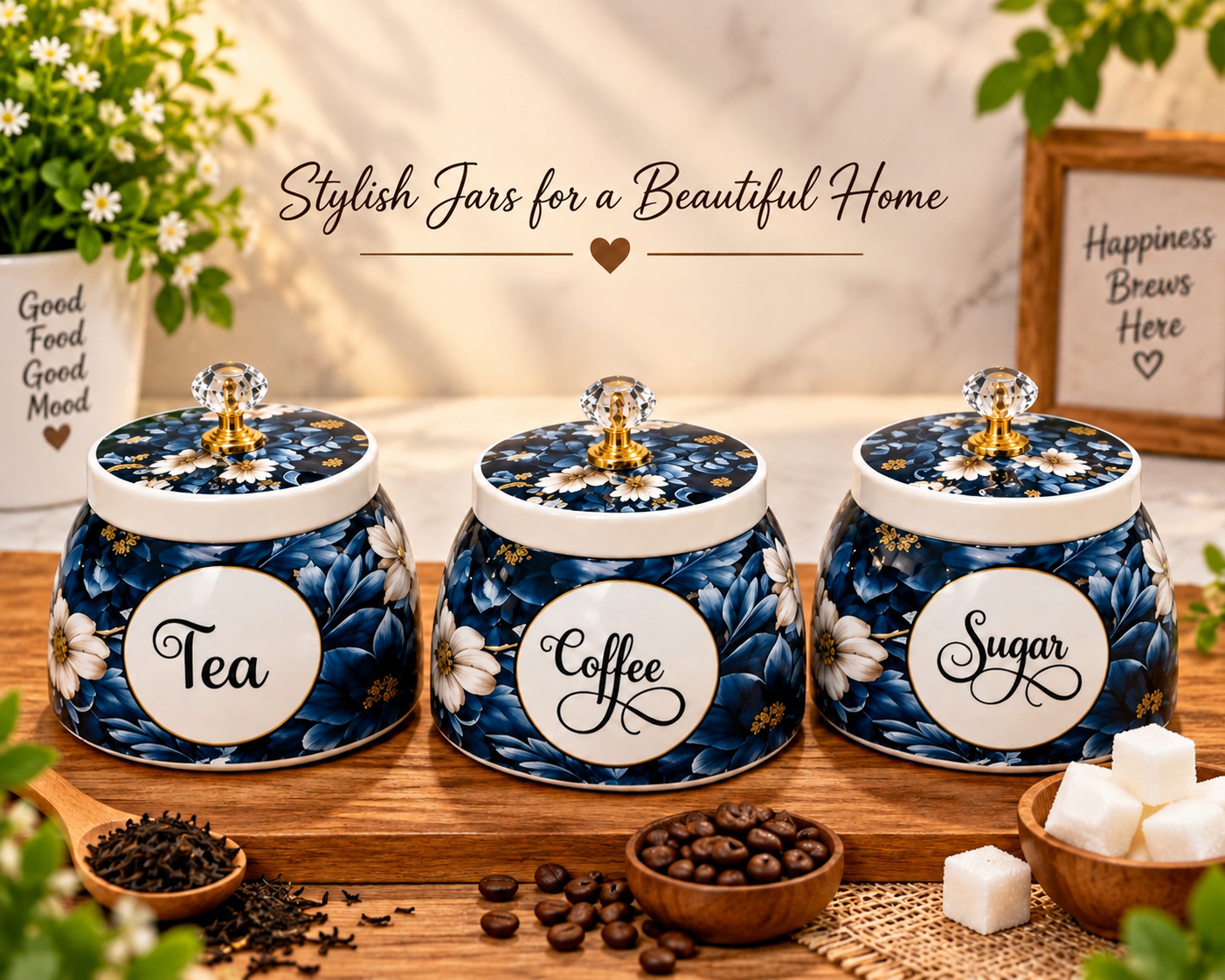 Metal Tea Coffee Sugar Jar