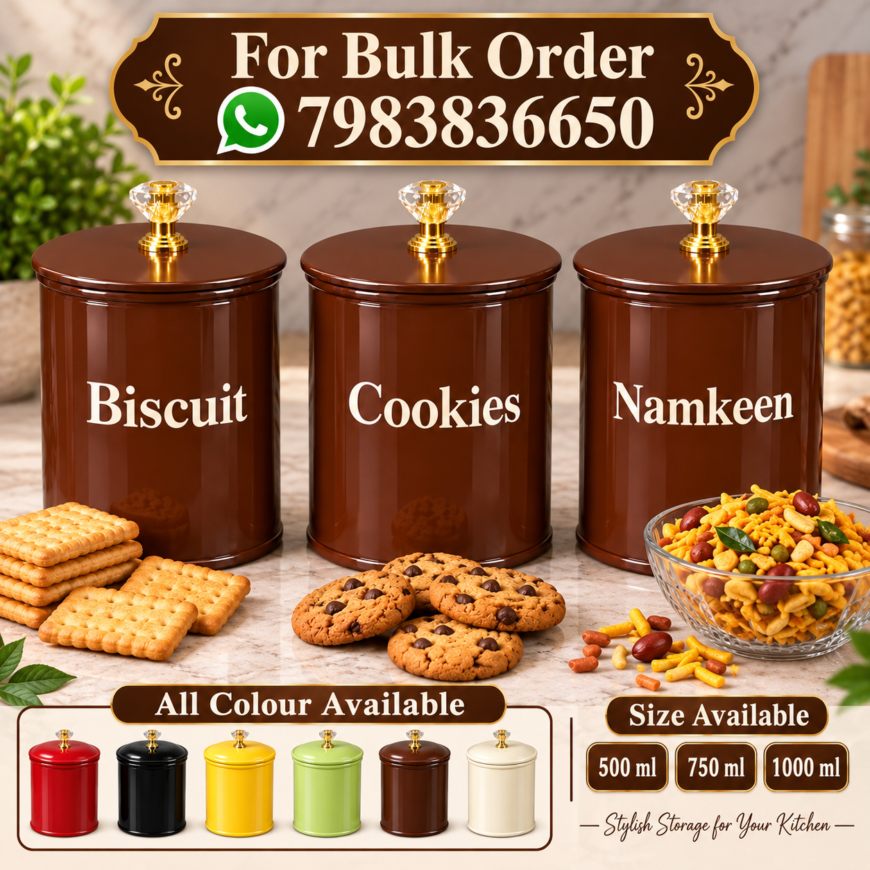 Premium Metal Storage Jar Set - Features: Airtight