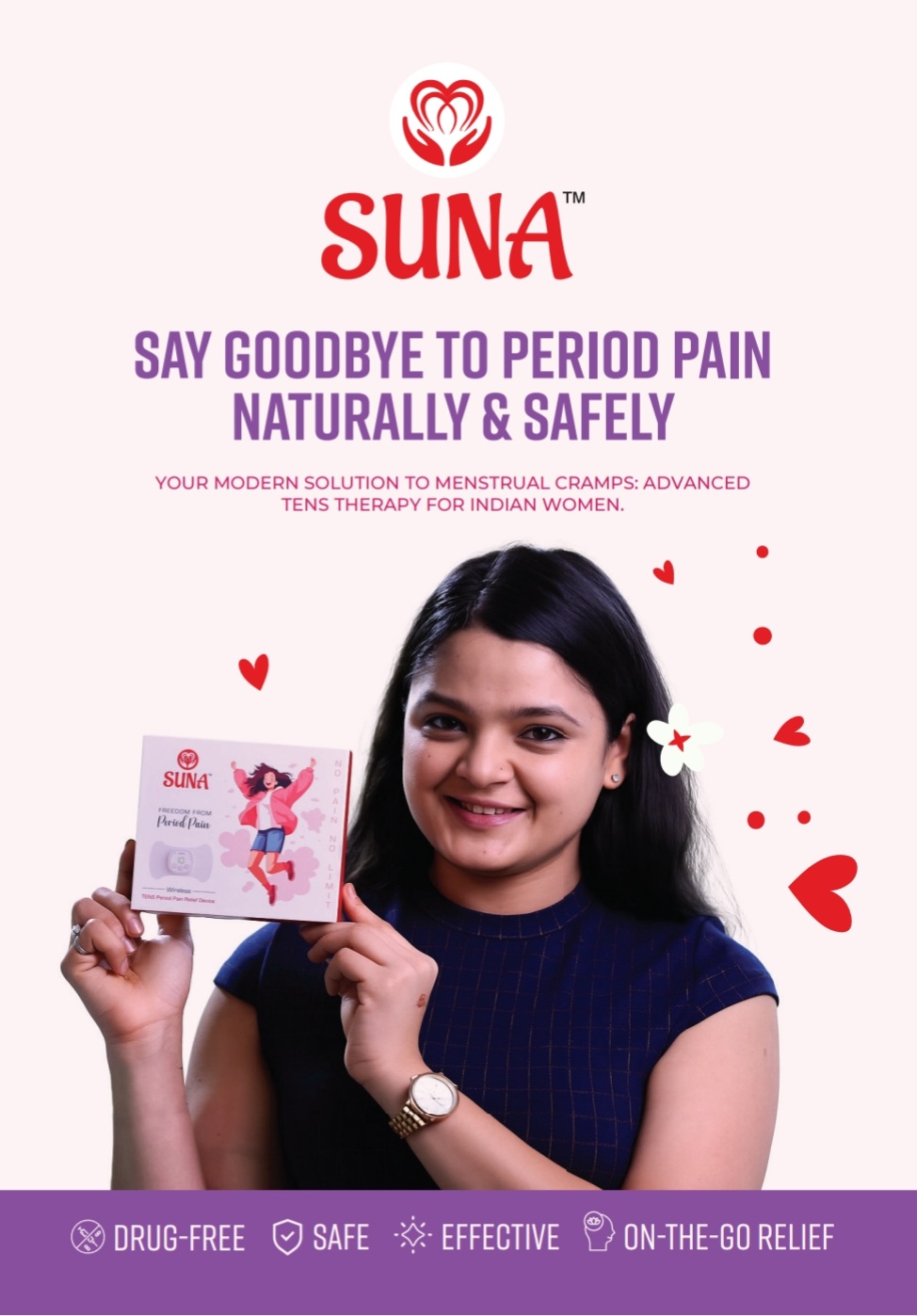 Suna Wireless Tens Period Pain Relief Device