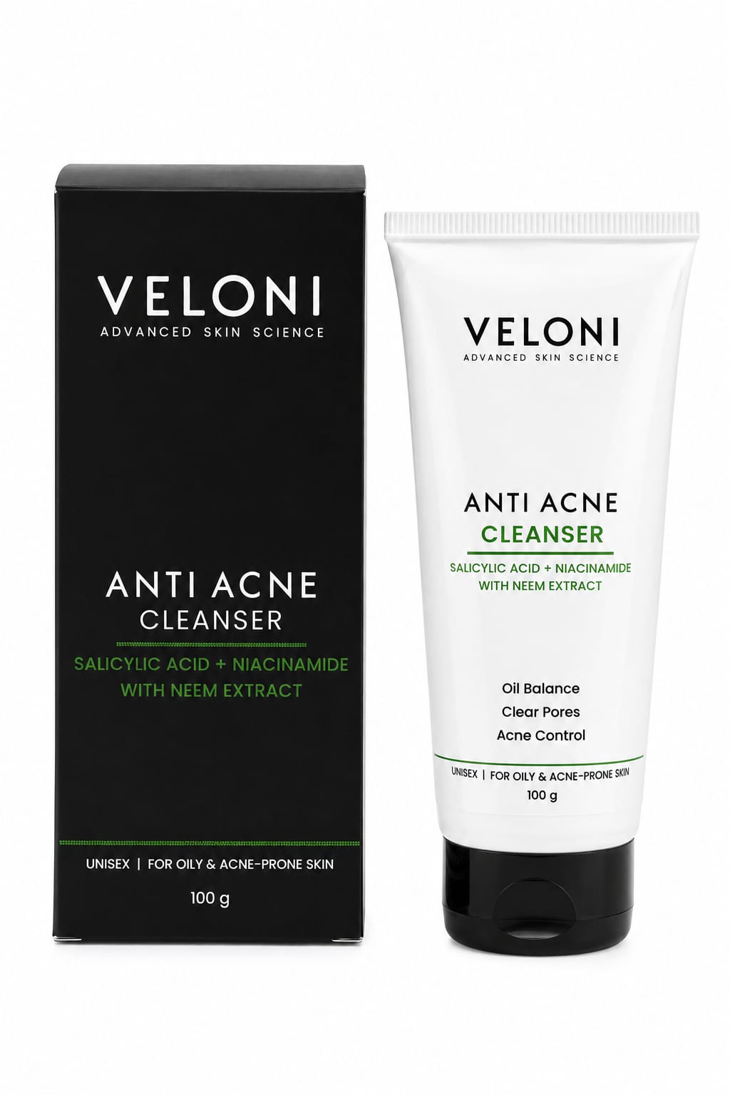VELONI Anti Acne Cleanser Face Wash for Oily and Acne-Prone Skin