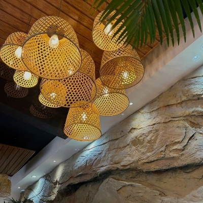 Modern Hanging Bamboo Lamp - Color: Brown