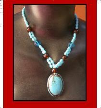 Blue Imitation Shinny Beaded Necklace