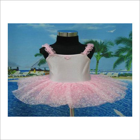 White Pink Color Girls Dance Frock