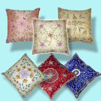 Square Zari Embroidered Cushion Covers