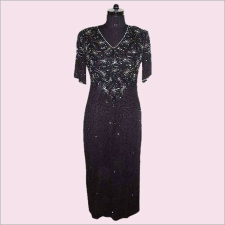 Cool Dry Black Color Long Gown With Sequence Work