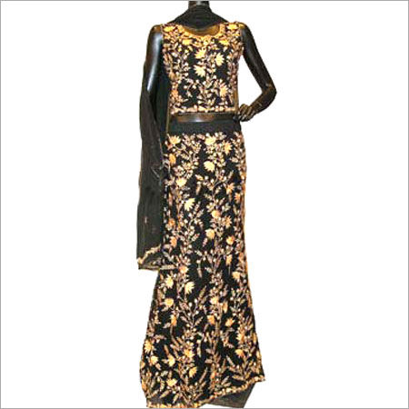 Black/ Beige/ Pink/ Lt. Blue Sequin Embroidered Girlish Lehenga