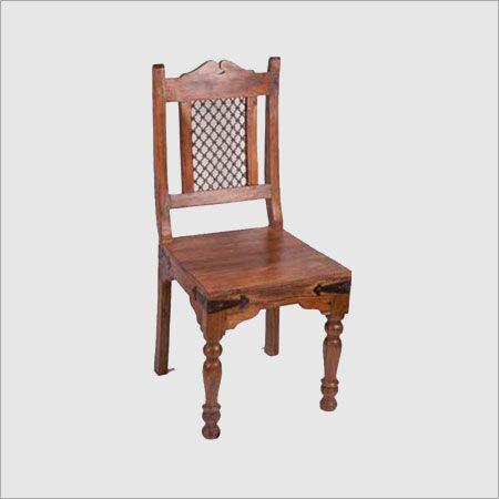 Carved Wooden Chair In Dark Brown Polish
