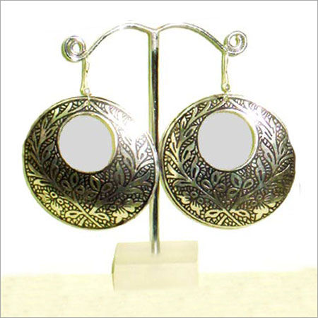 Designer Silver Round Shaped Earrings Gender: Women