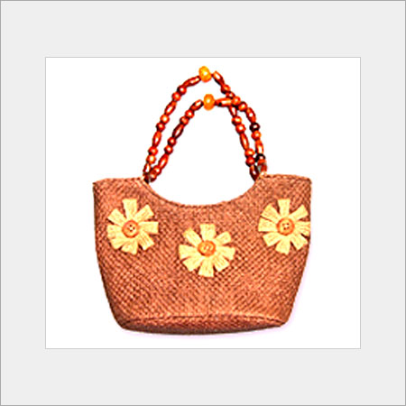 Orange Applique Jute Ladies Bag