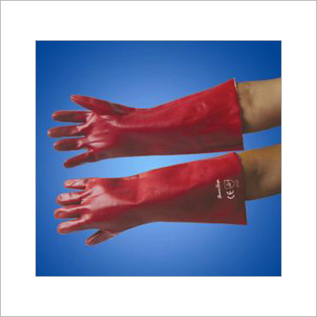 Red Pvc Single Dipped Smooth Glove