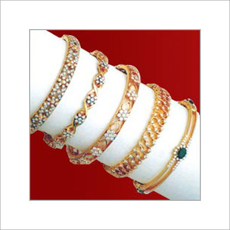 Party Wear Diamond Studded Gold Bangles