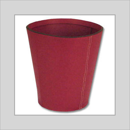 Red Color Leather Waste Bin