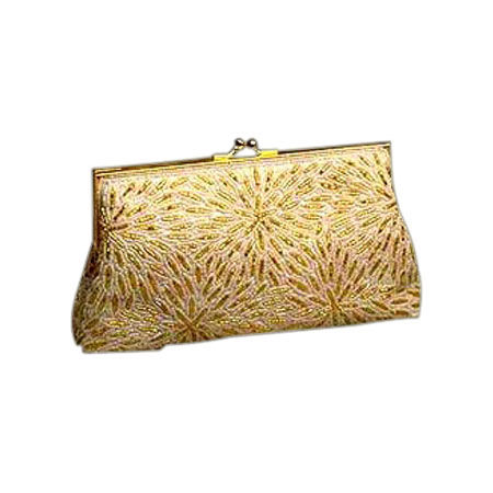 Golden Womens Fashionable Beaded Handbag