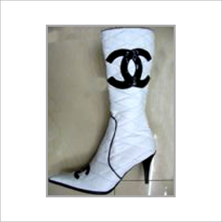 White And Black Designer Branded Ladies Boot