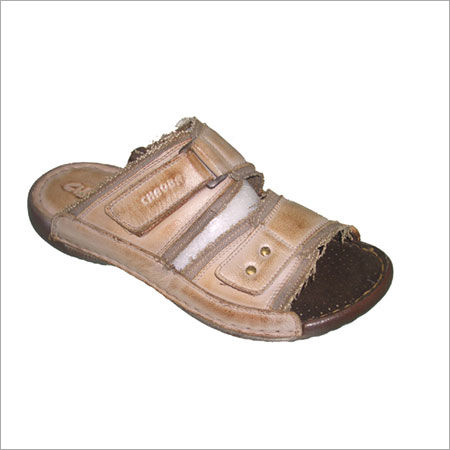 Leather Brown Color Men'S Slippers