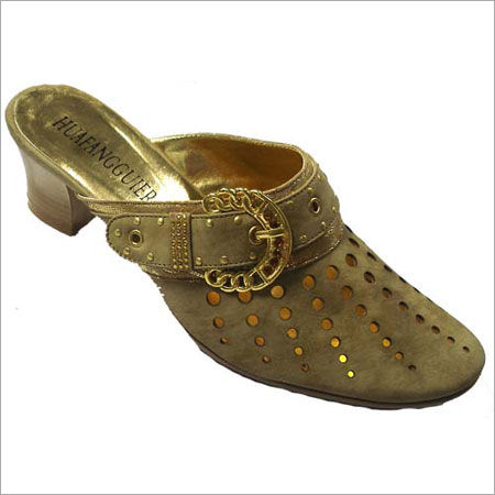 Golden Women Designer Party Wear Slippers