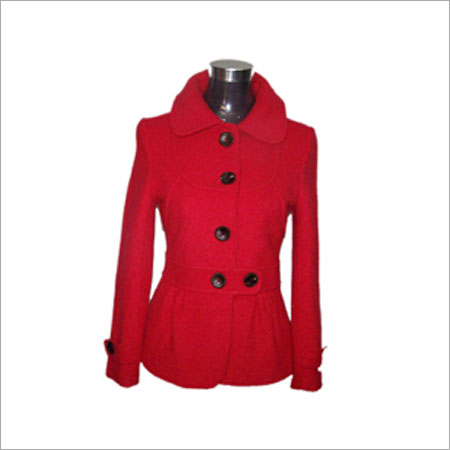 Ladies Red Color Woolen Coat