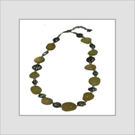 Stone And Metal Bead Necklace