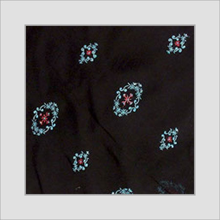 Black Georgette Hand Thread Work Fabric