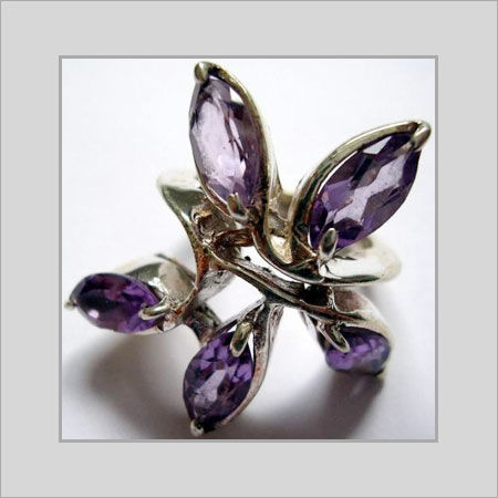 Silver Ring With Purple Color Stone Gender: Women