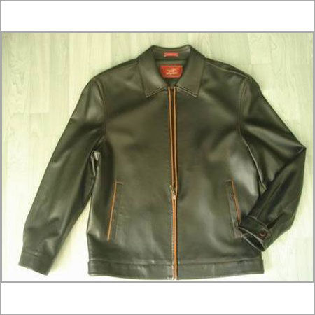 Black Pu Leather Jacket With Polyester Lining