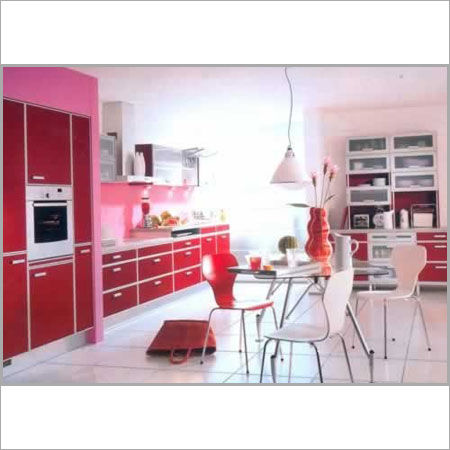 Red Easy To Assemble Kitchen Cabinet