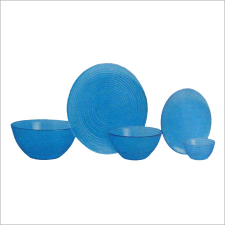 Glass Utensils - Tempered Glass, Round Shape, Blue Color, Various Sizes | Durable, Abrasion Resistant, Easy Maintenance, 4-Piece Set