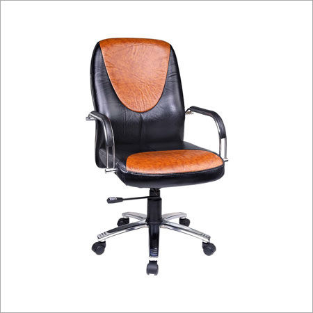 Black Polished Leather Office Chair