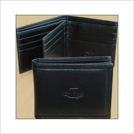 Black Folded Mens Leather Wallet