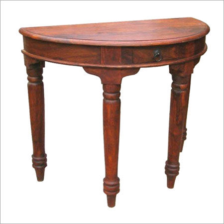 ` Wooden Pillar Half Round Table