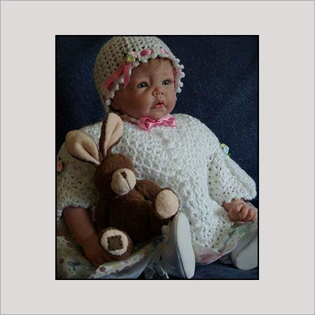 White Colored Crochet Baby Dress