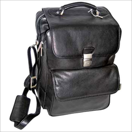 Black Finished Leather Zipper Backpack