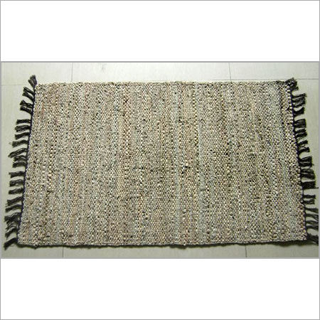 Grey Leather Flat Weave Rugs