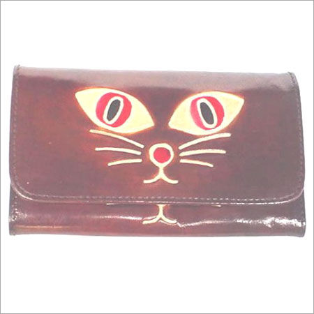 Ladies Cat Clutch Leather Purse