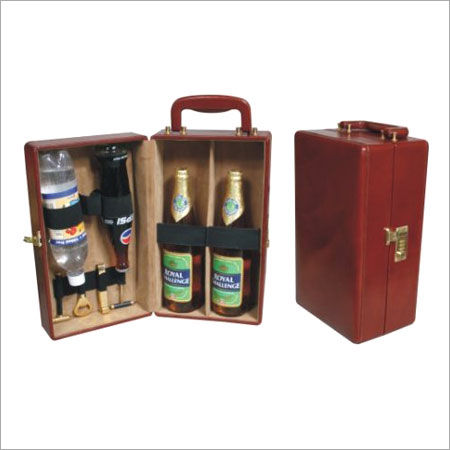 Brown Leather Wine Bottle Case