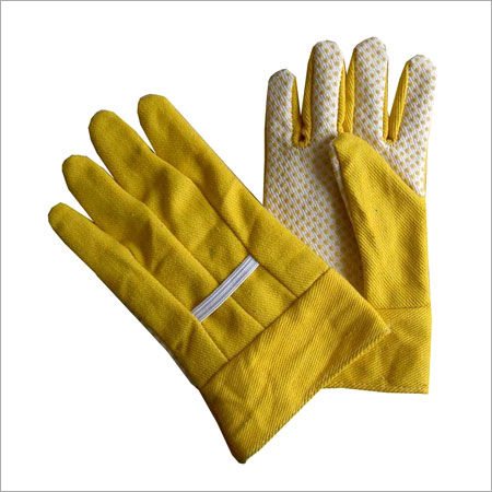 Yellow Cotton Canvas Gloves