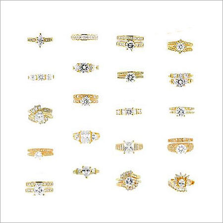 Cz Gold Plated Brass Ladies Rings