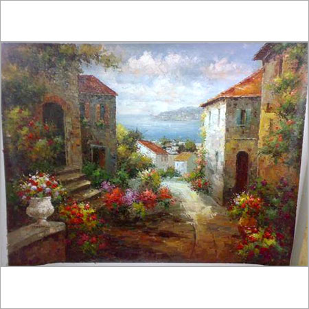 Village Painting, Oil Painting Size: 24 X 36 Inch
