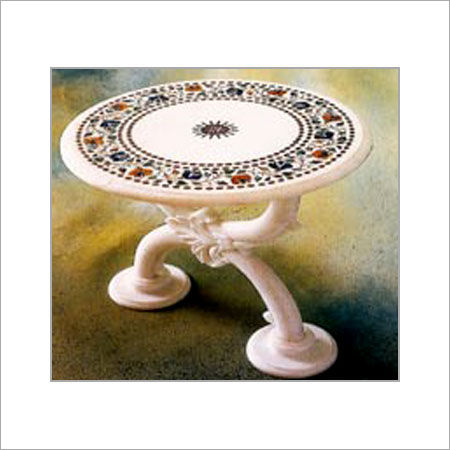 White Round Shape Marble Table