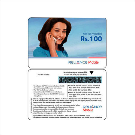 Scratch Prepaid Recharge Cards