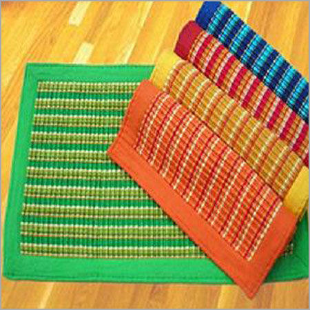 Green Cotton Ribbed Paddle Rug