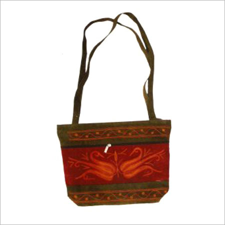 Brown Embroidered Suede Shoulder Bags