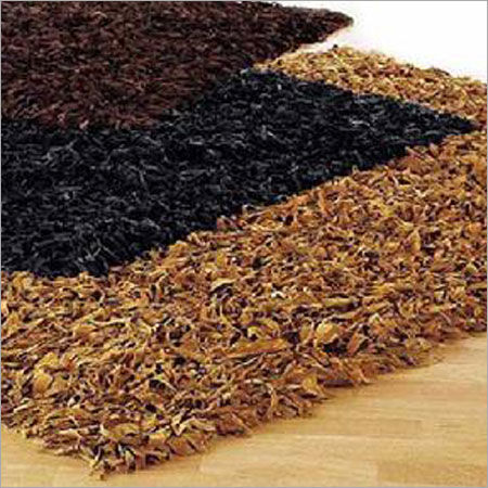 Gold Perfect Finishing Leather Shaggy Rugs