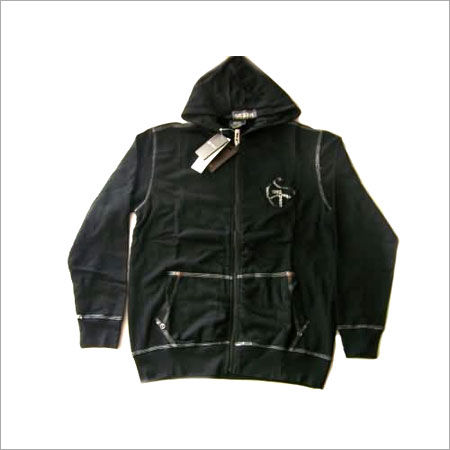 No Fade Plain Black Hooded Jacket