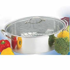 Silver Stainless Steel Deep Oval Roaster