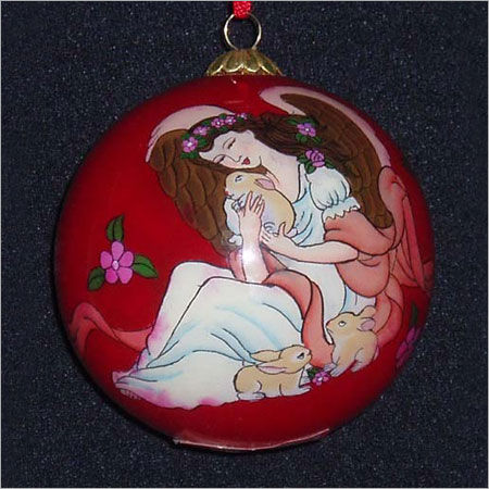 Red Hand Painted Christmas Glass Ball