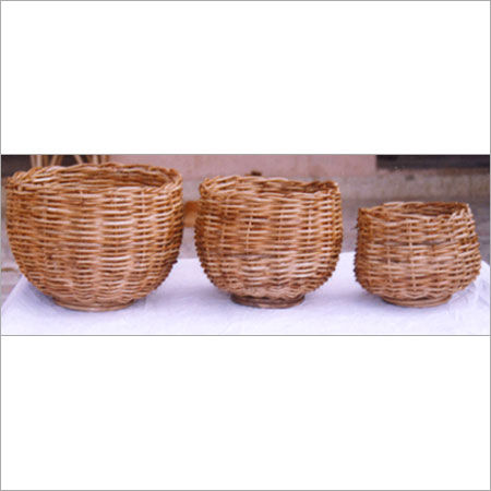 Brown Light Weighted Cane Planter Basket