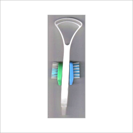 White-Blue Toothbrush With Tongue Cleaners